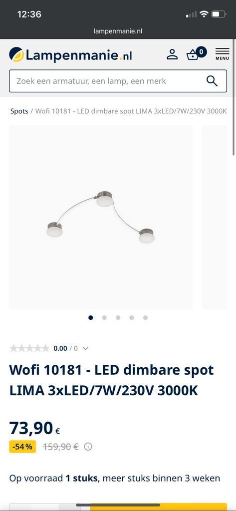 2x Wofi Lima lampen, Huis en Inrichting, Lampen | Spots, Nieuw, Led, Ophalen of Verzenden