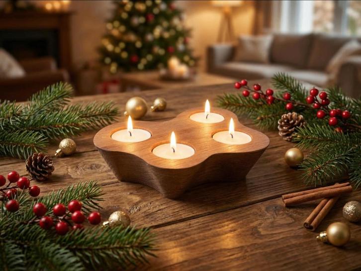 Theelichthouder Van Eikenhout, Huis en Inrichting, Woonaccessoires | Kandelaars en Kaarsen, Nieuw, Kandelaar, Minder dan 25 cm