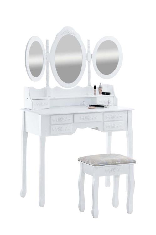 Klassieke Houten Make-Up-Tafel Met Spiegels Wit. Nieuw!, Sieraden, Tassen en Uiterlijk, Uiterlijk | Cosmetica en Make-up, Nieuw