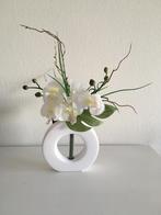 Kunst orchidee kleur wit in leuke vaas met kaartje z.g.a.n., Ophalen, Zo goed als nieuw