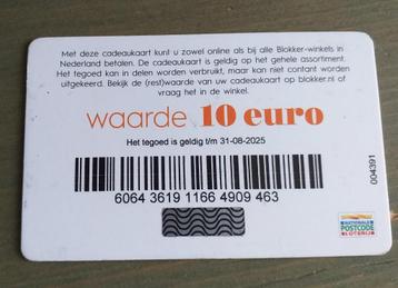 Cadeaukaart met 10 euro tegoed tot eind augustus 2025! beschikbaar voor biedingen