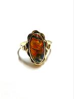 14k gouden ring met een mosagaat, Ophalen of Verzenden, Zo goed als nieuw, 17 tot 18, Met edelsteen