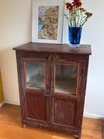 Antieke Kast met Glazen Deuren l/d47xb80xh106, Antiek en Kunst, Ophalen