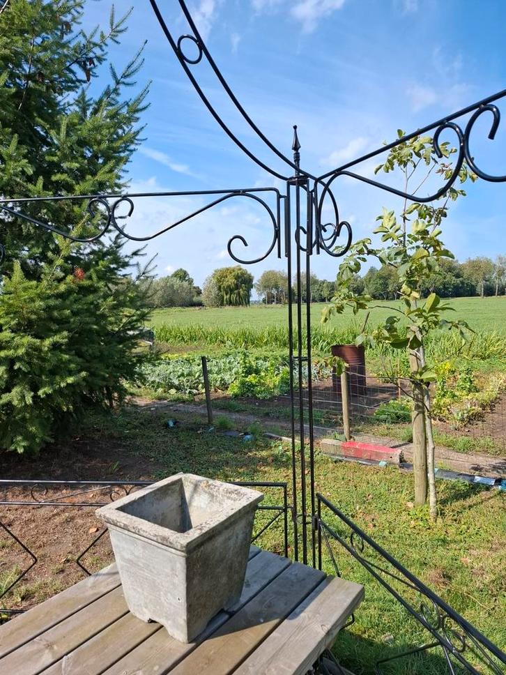 Prachtig zwart stalen prieel pergola gazebo, Tuin en Terras, Overkappingen, Zo goed als nieuw, Ophalen