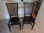 Set twee houten stoelen donkerbruin, Huis en Inrichting, Stoelen, Ophalen, Gebruikt, Twee, Bruin