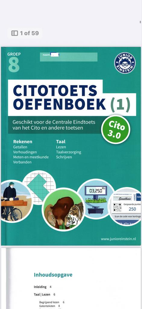 Cito Toets Oefenboek Groep 8, Boeken, Studieboeken en Cursussen, Zo goed als nieuw, Niet van toepassing, Ophalen of Verzenden