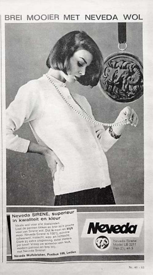 14 vintage advertenties reclames wol breiwol 1935-62 Neveda, Verzamelen, Merken en Reclamevoorwerpen, Gebruikt, Overige typen