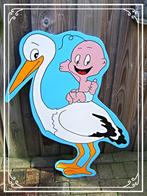 Supermooi geboortebord Ooievaar met baby jongen ZGAN, Kinderen en Baby's, Kraamcadeaus en Geboorteborden, Ophalen, Zo goed als nieuw