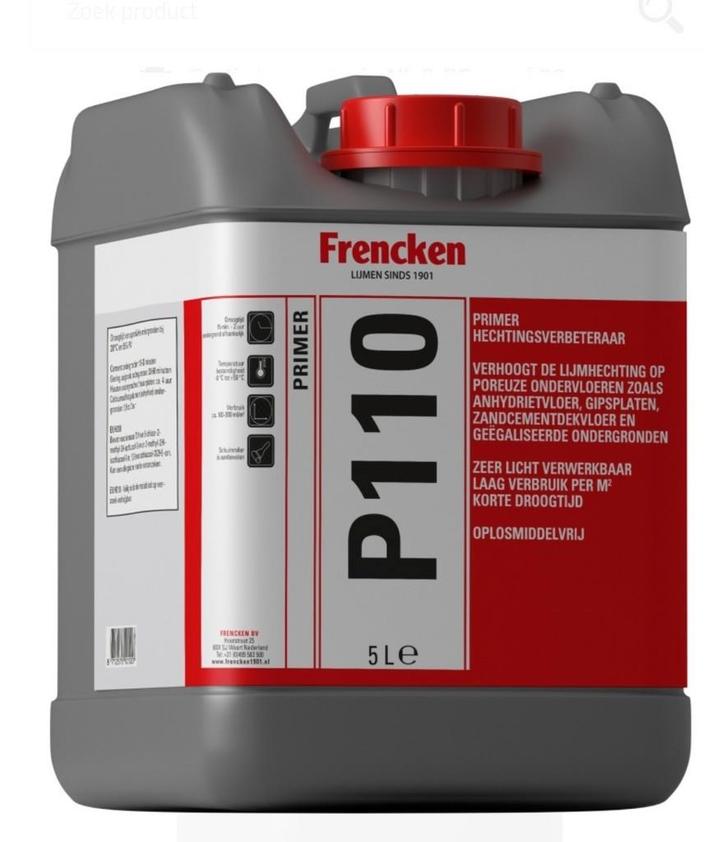 Frencken P110 Primer 5L - Nieuw in verpakking, Doe-het-zelf en Verbouw, Verf, Beits en Lak, Nieuw, Verf, 5 tot 10 liter, Grijs