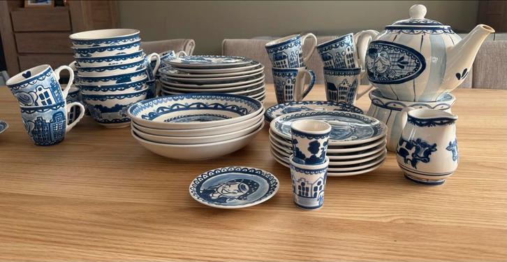 Compleet Delfts Blond Servies, Huis en Inrichting, Keuken | Servies, Gebruikt, Compleet servies, Blond Amsterdam, Aardewerk, Ophalen of Verzenden