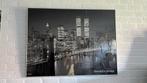 Brooklyn bridge met twin towers 120x90 met lijst /glasplaat, Ophalen of Verzenden, Zo goed als nieuw, 100 tot 125 cm, Foto of Poster