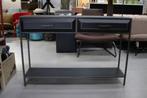 Sidetable haltafel LIXLY PTMD metaal en hout met lades, Huis en Inrichting, Tafels | Sidetables, Ophalen, 100 tot 150 cm, Zo goed als nieuw
