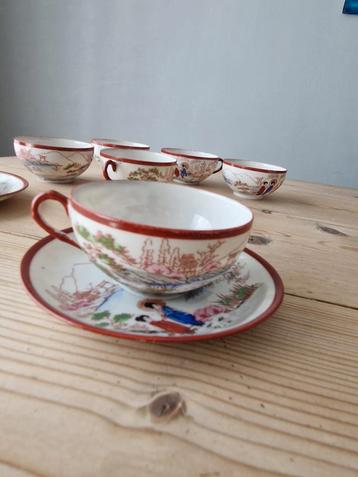 Vintage Japans theeservies – handbeschilderd – “Nikko” stemp beschikbaar voor biedingen