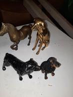 4 dieren messing brons en steen, Ophalen of Verzenden
