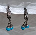 Vintage clipoorbellen met blauwe kralen, Ophalen of Verzenden, Zo goed als nieuw, Blauw, Overige materialen