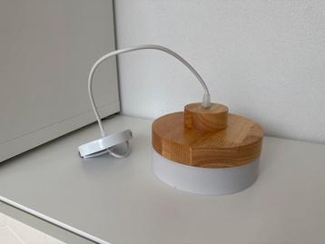 Houten Hanglamp met Wit Metaal - Ø20cm beschikbaar voor biedingen