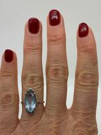 J133 Prachtige 935 zilveren ring lichtblauwe steen maat 17,5, Sieraden, Tassen en Uiterlijk, Antieke sieraden, Ophalen of Verzenden