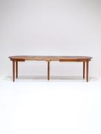 Uitschuifbare eettafel Deens vintage teak rond ovaal, Huis en Inrichting, Tafels | Eettafels, Ophalen, 100 tot 150 cm, -, -