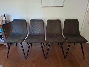 Stijlvolle moderne eetkamerstoelen donker groen suède  beschikbaar voor biedingen