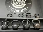 Zwarte gietijzeren kettlebells set 6, 8, 10 en 12 kilo, Sport en Fitness, Ophalen of Verzenden