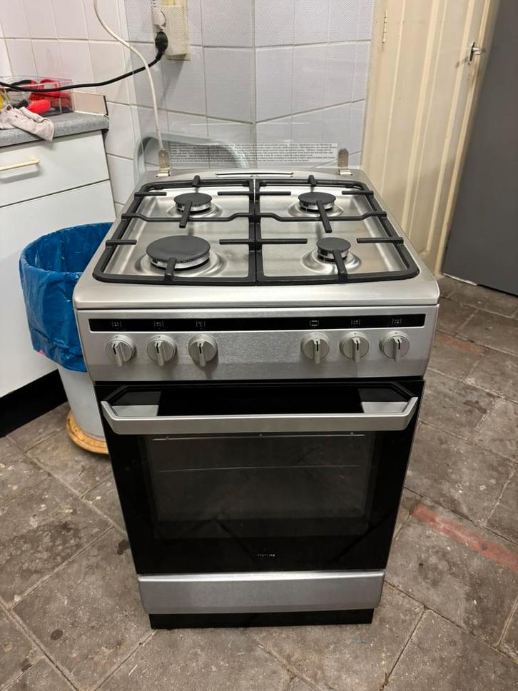 Inventum RVS Gasfornuis - Schoon en Goed - Smalle Model, Witgoed en Apparatuur, Fornuizen, Gebruikt, Vrijstaand, Gas, 4 kookzones