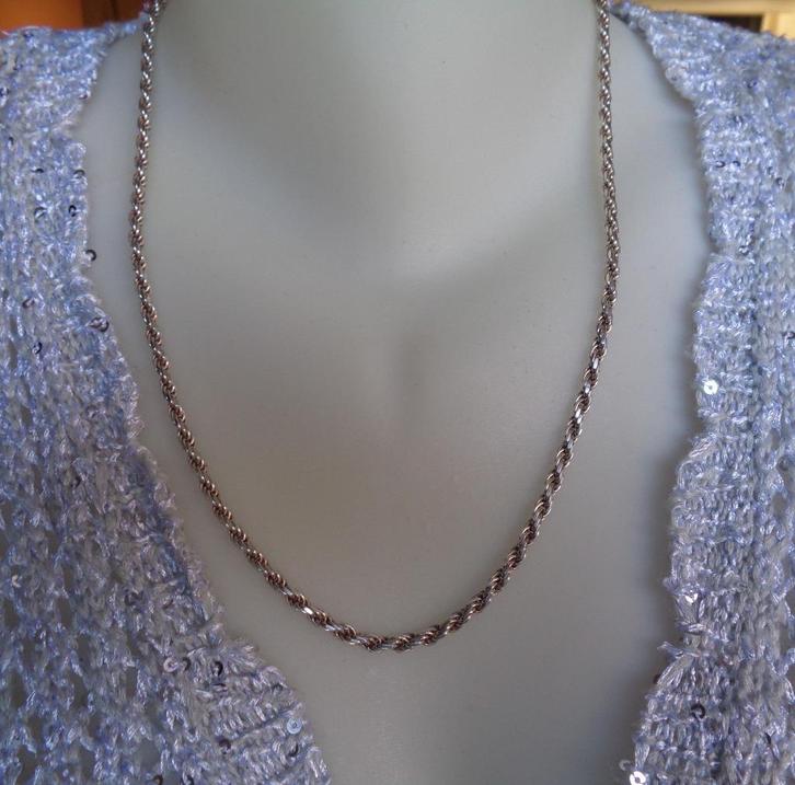 zilveren gedraaide rope ketting [824], Sieraden, Tassen en Uiterlijk, Kettingen, Zo goed als nieuw, Zilver, Zilver, Verzenden