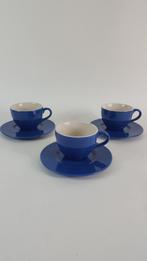 3x Nespresso kop en schotel, blauw, koffiekopjes. 5A2 /2, Overige stijlen, Kop(pen) en/of Schotel(s), Gebruikt, Ophalen of Verzenden