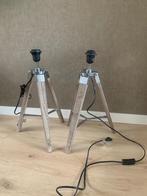 Lampenstandaard hout/metaal 2 stuks, Huis en Inrichting, Ophalen, Zo goed als nieuw, Metaal, Minder dan 100 cm