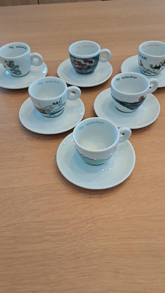 Zes kopjes illy espresso An Du 1995 /€ 120 en 3 voor € 300, Ophalen, Zo goed als nieuw, Porselein, Kop en/of schotel