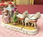 Barok beeld porselein koest paarden dresden stijl met antiek, Verzamelen, Gebruikt, Ophalen of Verzenden, Mens