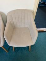 Eetkamerstoel ADSLEV beige stof/eiken kleur 2 stoelen, Huis en Inrichting, Stoelen, Hout, Twee, Overige kleuren, Nieuw