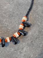 Vintage artisan Afrikaanse ketting halsketting bruin zwart, Gebruikt, Bruin, Ophalen of Verzenden, Nvt