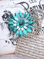 Vintage kerstversiering “Bloem groen-zilver”, Antiek en Kunst, Ophalen of Verzenden