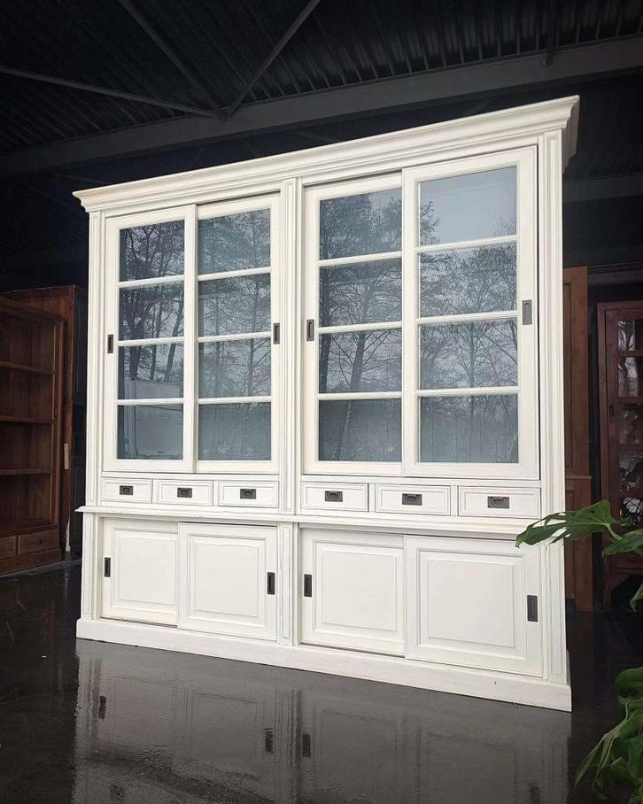 Grote Notariskast | Creme Buffetkast | Servieskast #2552, Huis en Inrichting, Kasten | Buffetkasten, Gebruikt, 200 cm of meer