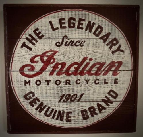 Vintage hout Indian Motorcycle bord / mancave / industrieel, Verzamelen, Automerken, Motoren en Formule 1, Zo goed als nieuw, Motoren