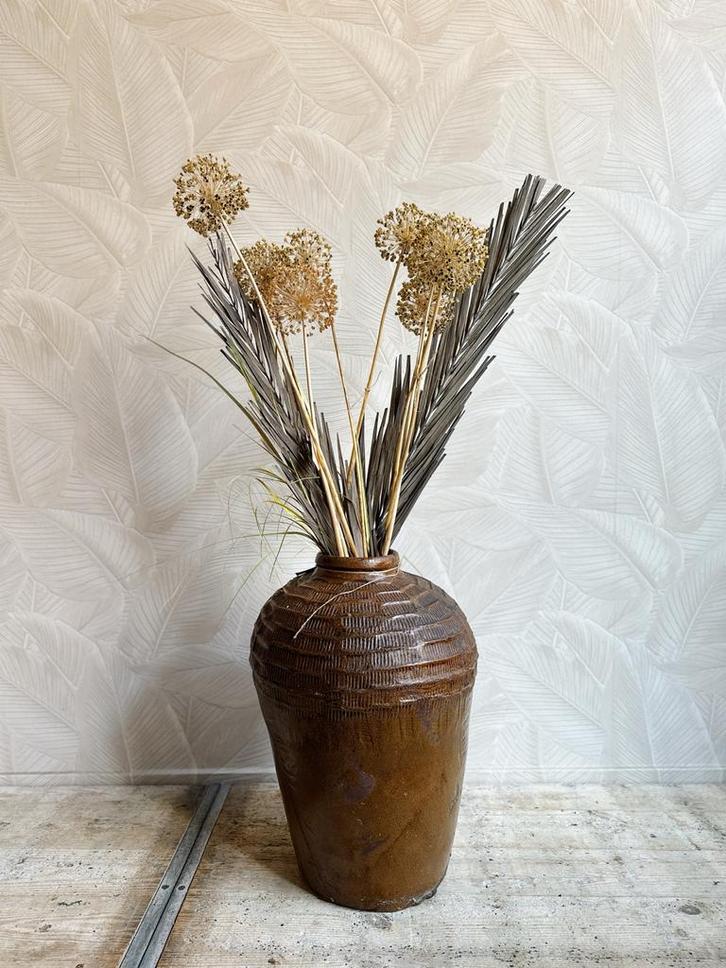 Vintage Aardewerk Olijfpot XL, Huis en Inrichting, Woonaccessoires | Vazen, Gebruikt, Overige kleuren, 50 tot 75 cm, Aardewerk of Porselein