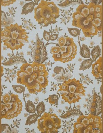 5596 okergeel bloemguirlande seventies floral behang swiet   beschikbaar voor biedingen