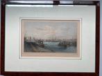 Oude ets/gravure van Rotterdam, ingelijst met certificaat., Verzenden