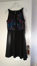 Steps jurk reptiel print zwart/blauw/fuchsia feest maat 40, Maat 38/40 (M), Zwart, Ophalen of Verzenden, Zo goed als nieuw