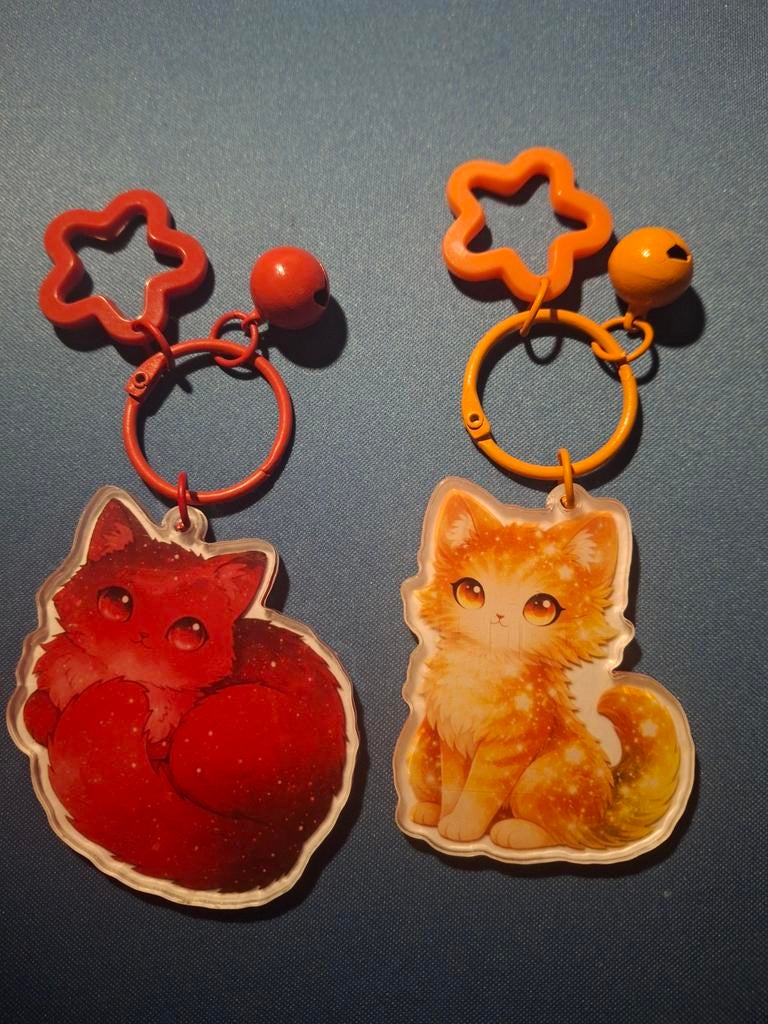 Rood en oranje Kat Sleutelhanger - Schattig en Duurzaam!, Overige merken, Overige materialen, Nieuw, Ophalen of Verzenden