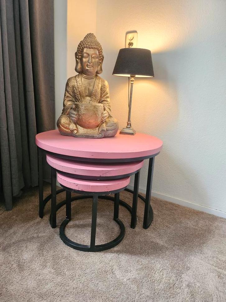 3 Tafeltjes Zo Goed Als Nieuw!, Huis en Inrichting, Tafels | Sidetables, Zo goed als nieuw, 50 tot 75 cm, Minder dan 50 cm, Rond