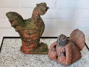 Bijzondere HAAN met HEN & KIPPEN   Decoratie  terracotta  beschikbaar voor biedingen
