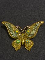 Vintage vlinder broche met strass steentjes, Sieraden, Tassen en Uiterlijk, Broches, Overige materialen, 4 tot 7 cm, Ophalen of Verzenden