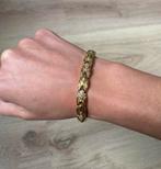Elegante vintage gouden schakelarmband met strasssteentjes, Sieraden, Tassen en Uiterlijk, Armbanden, Ophalen of Verzenden, Zo goed als nieuw