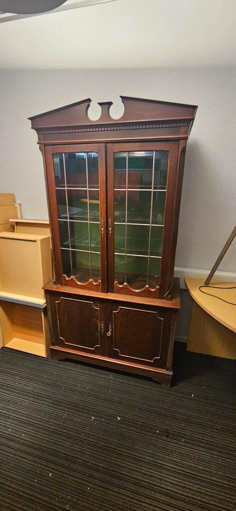 Vintage Vitrinekastje met Verlichting - Opknapper!, Antiek en Kunst, Antiek | Meubels | Kasten, Ophalen of Verzenden