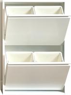 Prullenbak 4 vakken–Afvalem 60 Lt-62x25x93cm-Wit-Zwart-Grıjs, Ophalen, 50 tot 75 cm, Nieuw, 40 liter of meer