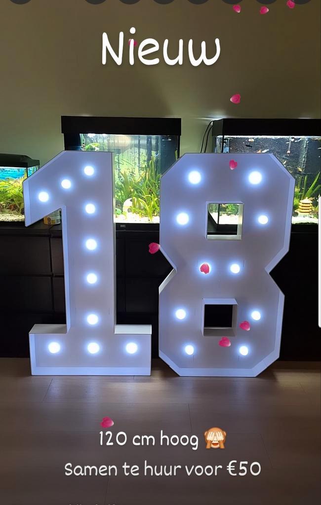 Te huur! XXL Lichtcijfers 18, Hobby en Vrije tijd, Feestartikelen | Verhuur, Zo goed als nieuw, Geboorte of Huwelijk, Ophalen