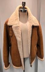 Heren lammy coat pilotenjas - maat M - lamsleer en lamsvacht, Ophalen of Verzenden, Gedragen, Maat 48/50 (M), Bruin