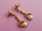 jwg Lange vintage 80s parel oorbellen goud kl verguld crème, Sieraden, Tassen en Uiterlijk, Antieke sieraden, Verzenden, Overige materialen