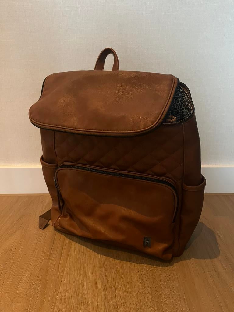 Complete luiertas/rugzak cognac met accesoires, Ophalen, Gebruikt, Rugzak